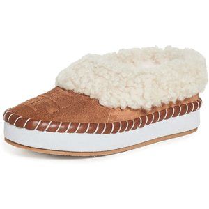 Authentic New Tory Burch Toasted Caramel Genuine Shearling Slipper